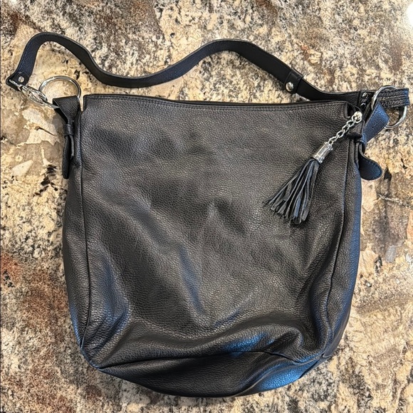 Vera Pelle Black Leather Shoulder Bag - Picture 1 of 3
